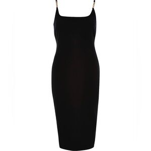 River Island Black Midi Dress With Diamante Straps Details - Size: 10 EUC